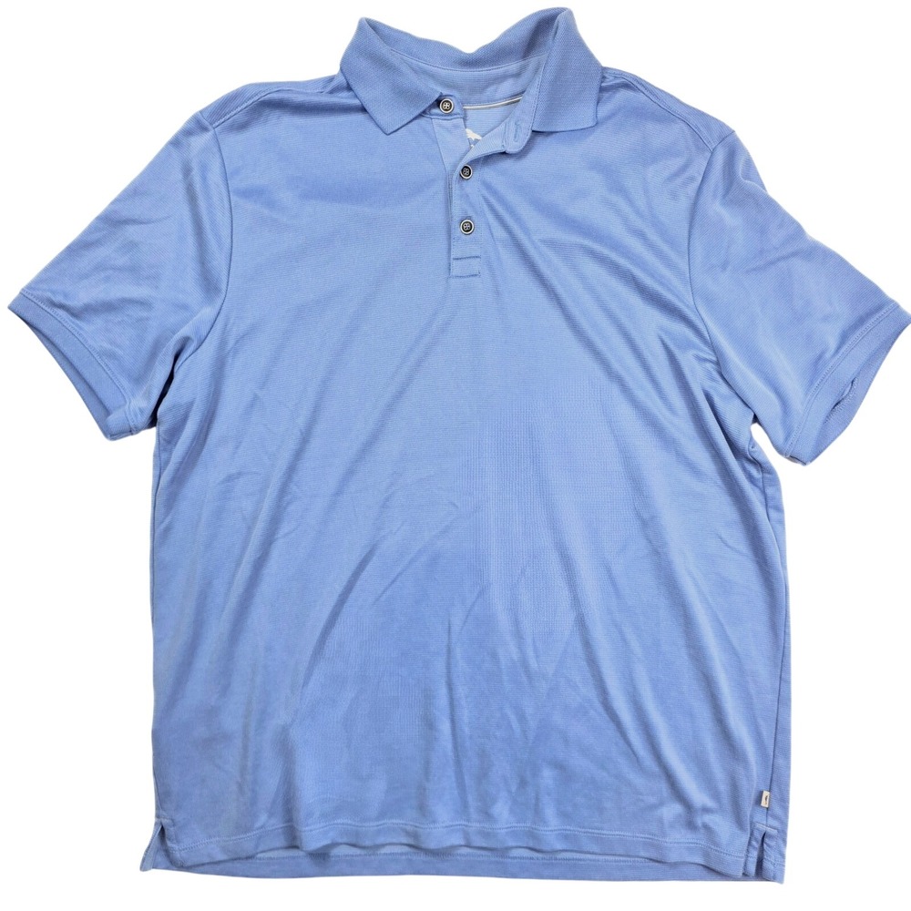 Tommy Bahama Performance Ocean Blue 1/4 Button Short Sleeve Polo Men's Size XL